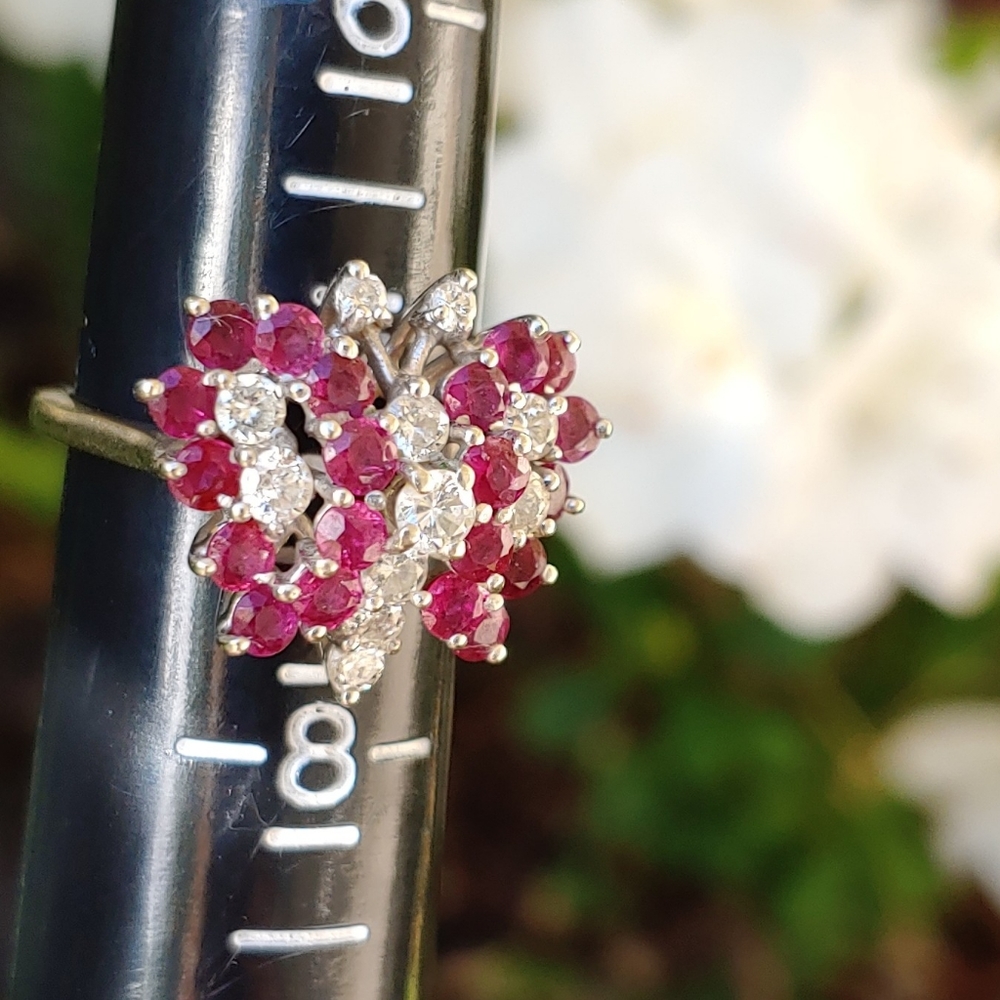 Authentic Diamond And Ruby Butterfly Ring Sz 7 1/4 - image 2